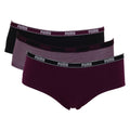 Black-Purple - Front - Puma Womens-Ladies Hipster Briefs (Pack Of 3)