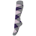 Grey-Purple-Black - Side - Womens-Ladies Patterned Wellington Boot Socks (3 Pairs)