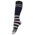 Grey-Purple-Black - Lifestyle - Womens-Ladies Patterned Wellington Boot Socks (3 Pairs)