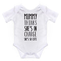 White - Front - Nursery Time Baby Mummy Thinks Short Sleeve Bodysuit