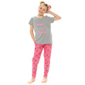 Pink-Grey - Front - Foxbury Girls Melon Print Top And Leggings Pyjama Set