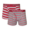 Red-Grey - Front - Dstruct Mens Contrast Stripe Boxers (Pack Of 2)