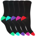 Black - Front - Tom Franks Womens-Ladies Black Cotton Rich Heel And Toe Socks (Pack Of 5)
