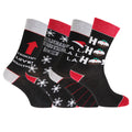 Red-Black-Grey - Front - Mens Christmas Greeting Assorted Novelty Socks (4 Pairs)