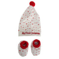 White-Red - Front - Nursery Time Christmas Hat And Bootie Set