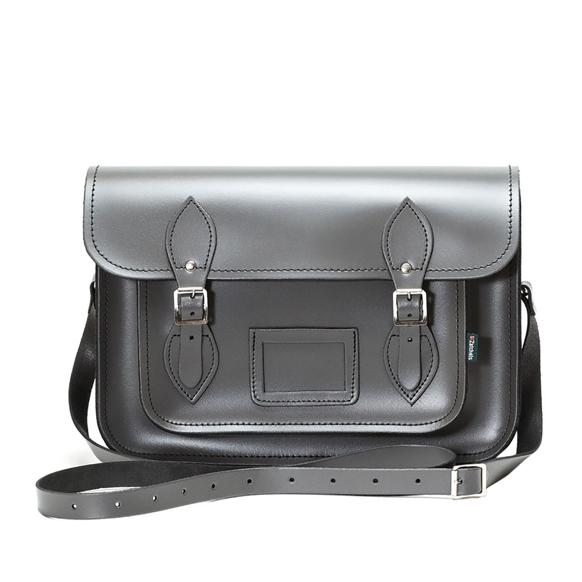 Graphite - Front - Zatchels Womens-Ladies Handcrafted Leather Top Handle Satchel (British Made)