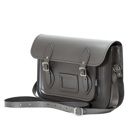 Graphite - Back - Zatchels Womens-Ladies Handcrafted Leather Top Handle Satchel (British Made)