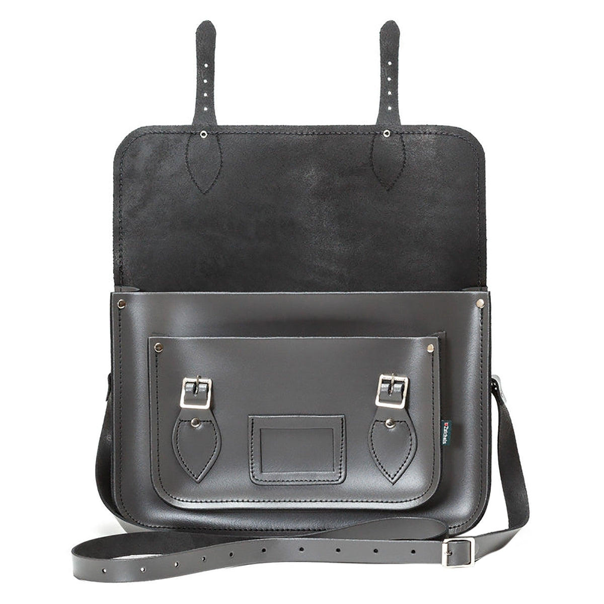 Graphite - Side - Zatchels Womens-Ladies Handcrafted Leather Top Handle Satchel (British Made)