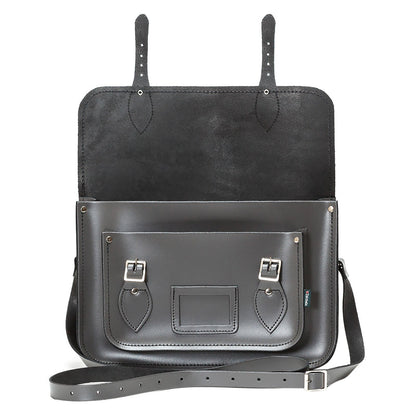 Graphite - Side - Zatchels Womens-Ladies Handcrafted Leather Top Handle Satchel (British Made)